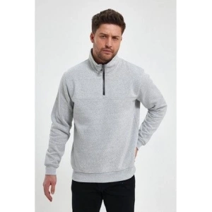 Oversize Yarım Farmuarlı Yakalı Basic weathirt  Gri