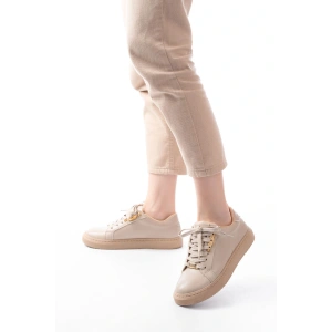 P-910 Bej Bağcıklı Taban Dikişli Günlük Kadın Spor