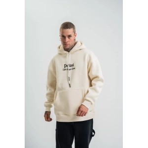POIZEI Premium Kalite Kapşonlu Dijital Patchli SweatShirt  Krem