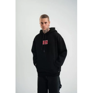 POIZEI Premium Kalite Unisex Kapşonlu Dijital Patchli SweatShirt  Siyah