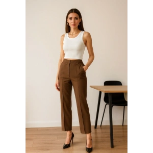 Poly Viscose Yüksek Bel Pervazli Pantolon