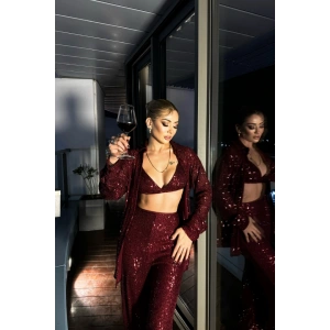 PUL PAYET 3 LÜ TAKI  CEKETBÜSTİYERPANTOLON  Bordo