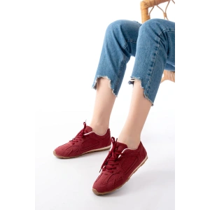 RS-01 Bordo Süet İnce Taban Günlük Spor Ayakkabı
