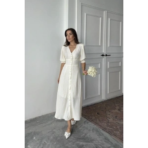 Sarı Arka Ve Bel Ucu Gipeli Elbise