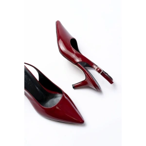 ST-1152 Bordo Rugan Günlük 7 cm Topuklu Kadın Ayakkabı