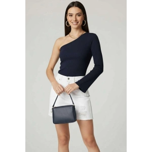 Tek Omuzlu Basic Bluz Lacivert T4275