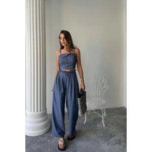 TENCE CROP AKII BUZ  ŞAVAR PANTOON TK  İndigo