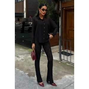 Transparan Detaylı Dökümlü Gömlek 3427