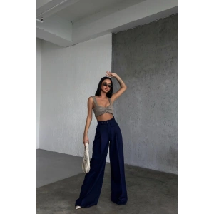 Üç Düğme Detayli Palazzo Pantolon