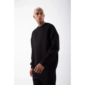 Unisex Biskilet Yaka Üç İplik weathirt  iyah