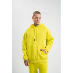 Unisex Double Oversize Kapşonlu Basic SweatShirt  Sarı