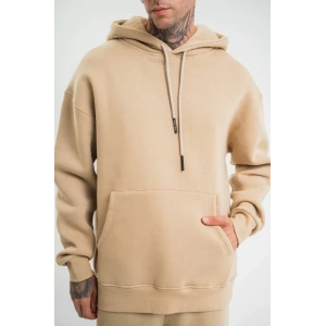Unisex Double Oversize Kapşonlu Basic weathirt  Bej