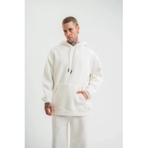 Unisex Double Oversize Kapşonlu Basic weathirt  Beyaz