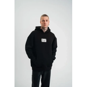 Unisex Kapşonlu Uzun Kol Patchli Nakışlı weathirt  iyah