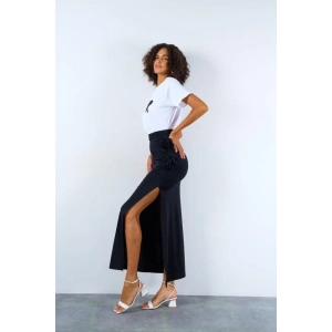 Yandan Büzgülü Güllü Etek  iyah