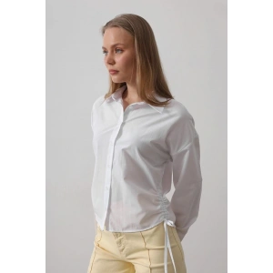 Yanları Bağlamalı Basic Gömlek  Beyaz