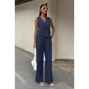 Yeleği Çapraz Detay Düğmeli Cepli Yelekli Takım 10150