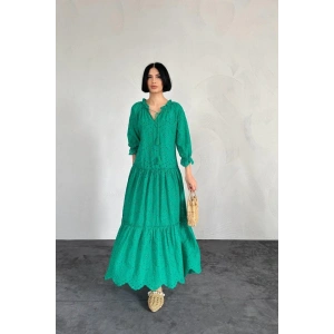 Yeşil Dantelli New Elbise