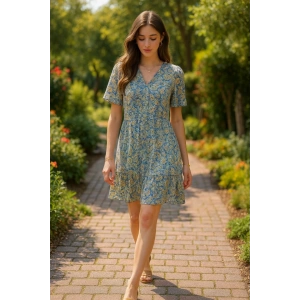 Yeşil Desenli aten Elbise