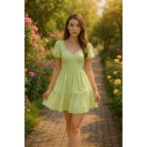 Yeşil ırt Dekolteli Elbise