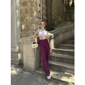 Yüksek Bel Palazzo Metal DüğmePantolon