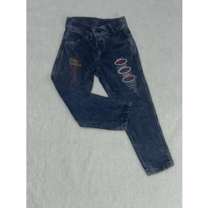 4-6 yaş kız çocuk jeans pantolon nakış işlemeli mavi