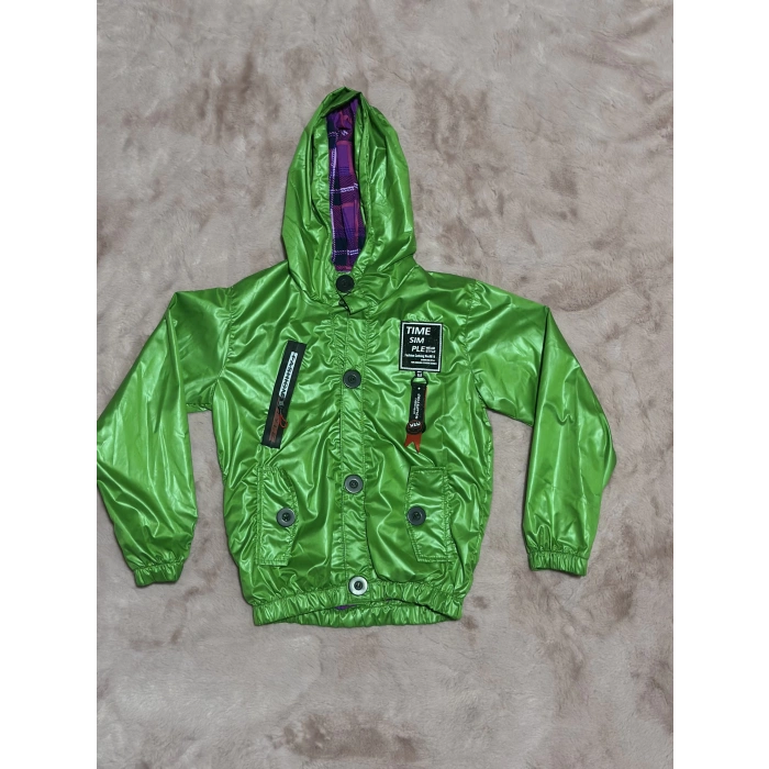 2-8 yaş arası erkek çocuk kapşonlu astarlı mont yağmurluk bennetton yeşil