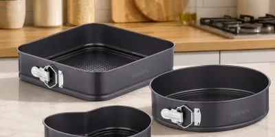 3lü Kelepçeli Kek ve Pasta Kalıbı Seti | Kalp, Yuvarlak, Kare - Nishev