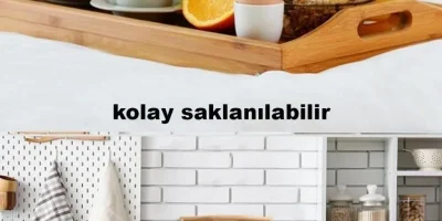 Bambu Katlanır Ayaklı Sunum Tepsisi | Şık ve Pratik Kahvaltı Tepsi Modelleri - Nishev