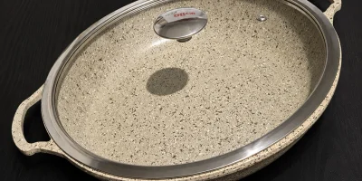 Mutfakta Lezzet Devrimi: Hanımeli Granit Kaplamalı Döküm Sac Tava (32 cm - Krem)
