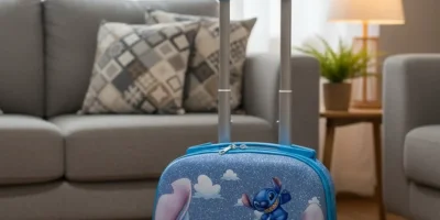 Stitch Desenli Çocuk Valizi | Parlak Mavi Kabin Boy Bavul - Nishev