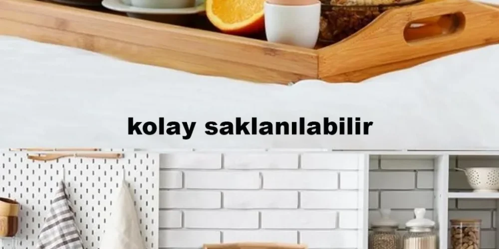 Bambu Katlanır Ayaklı Sunum Tepsisi | Şık ve Pratik Kahvaltı Tepsi Modelleri - Nishev