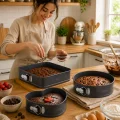 3lü Metal Kelepçeli Kek ve Pasta Kalıbı Seti – Kalp, Yuvarlak, Kare
