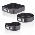 3lü Metal Kelepçeli Kek ve Pasta Kalıbı Seti – Kalp, Yuvarlak, Kare