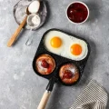 3 Gözlü 3 Bölmeli Çok Amaçlı Omlet Pankek Ergonomik Tava