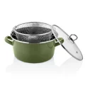 Premium Zeytin Yeşili Kızartma Tenceresi – 22 cm, 4,5 L