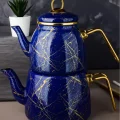Lacivert Lüks Kırık Mermer Çaydanlık Takımı