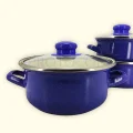 Protocol London Mavi Mini Emaye Tencere Seti – 12/14/16 cm, Çok Fonksiyonlu Çevre Dostu Çözüm