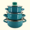 Turkuaz Luxe Mini Emaye Tencere Seti – 12/14/16 cm Çok Boyutlu Şıklık
