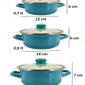 Turkuaz Luxe Mini Emaye Tencere Seti – 12/14/16 cm Çok Boyutlu Şıklık