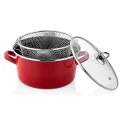 Betty Premium 22 cm Red Frying Pot – 4.5 L Induction‑Compatible Enamel‑Coated Frying Pan