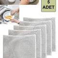 Premium Çelik Tel Çift Katlı Bulaşık Bezi 5’li Set – Zor Kirle Mücadele, Mutfak & Banyo İçin