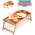 Lüks Bambu Katlanır Ayaklı Sunum Tepsisi – Portatif Kahvaltı & Çay Servisini Yeniden Tanımlayın