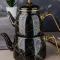 Elite Class Platinum Kırık Mermer Desenli Çaydanlık – Siyah
