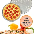 Prestij 32cm Delikli Pizza & Lahmacun Tepsisi Seti – 2 Adet, Paslanmaz Çelik
