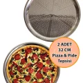 Prestij 32cm Delikli Pizza & Lahmacun Tepsisi Seti – 2 Adet, Paslanmaz Çelik