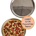 Nishev Premium 32cm Delikli Pizza, Lahmacun & Pide Tepsisi Seti – 5 Parça
