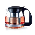 Prestijli Renkli Cam Süzgeçli Demlik 700 ml – Siyah