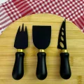 italyan tasarım 3’lü Lüks Peynir Bıçak Seti – Siyah/Altın Şıklık