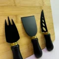 italyan tasarım 3’lü Lüks Peynir Bıçak Seti – Siyah/Altın Şıklık